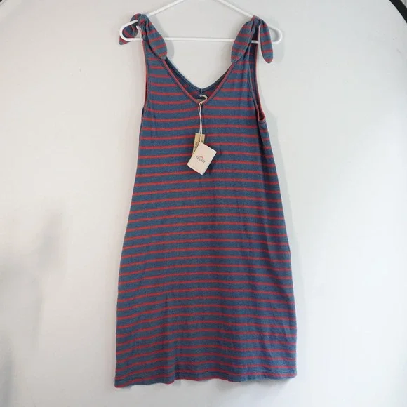 Faherty Florence Dress XS Indigo Dyed Brenton Stripe Tie Strap Sleeveless NWT - Picture 1 of 9